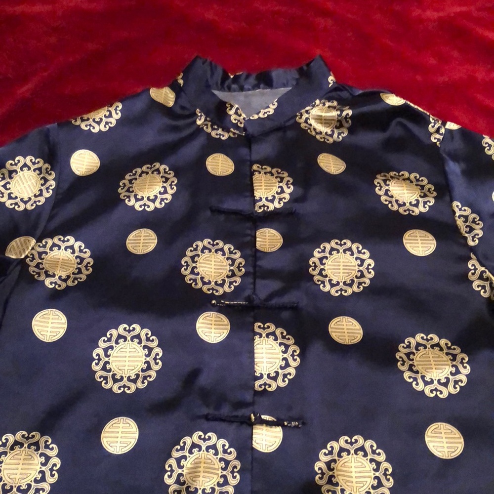 Tradition Chinese Shirt - Blue and Gold